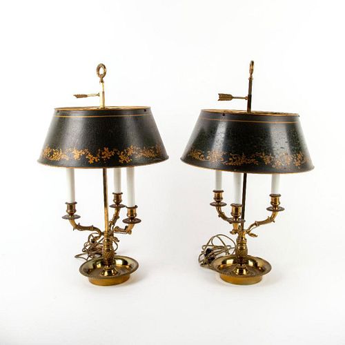 Pair of Heavy Brass Scroll Table Lamps