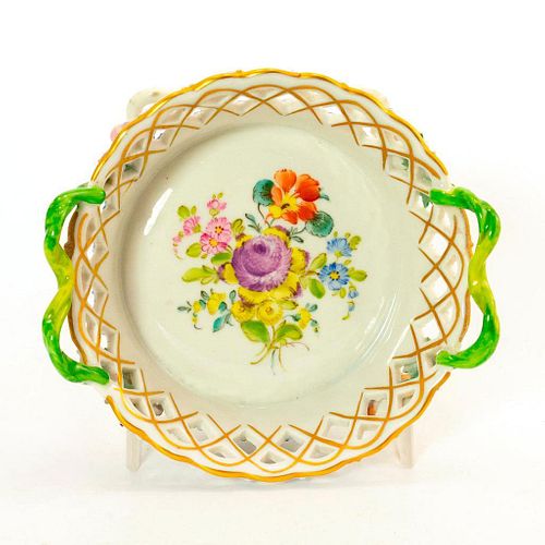 Dresden Porcelain Lattice Dish, Floral Design