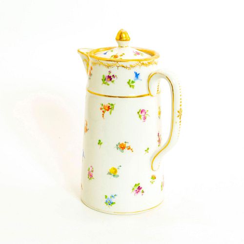 Vintage Dresden Porcelain Pitcher, Floral Design