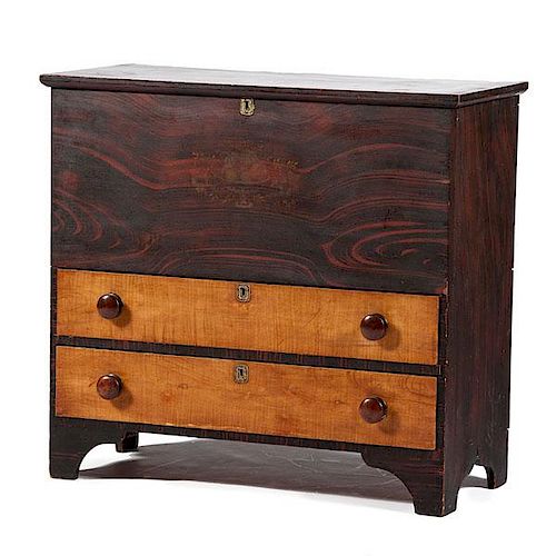 Grain-Painted Mule Chest with Gilt Stenciling 