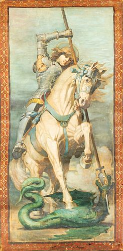 Scuola italiana, fine secolo XIX - inizi secolo XX - St. George and the dragon; and Gallant couple