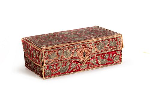 Casket covered in red velvet embroidered with silver thread, Middle East, 18th century