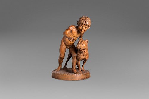Scuola napoletana, secolo XIX - Child with dog