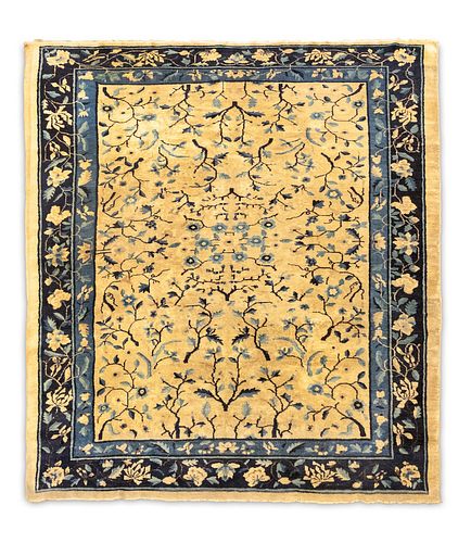 White and blue carpet with floral motifs, China, 20th century