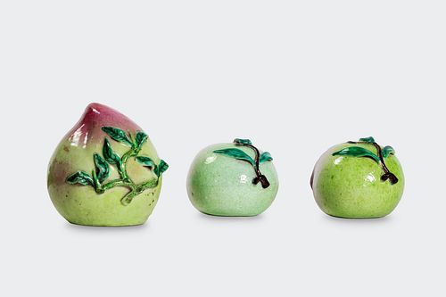 Three fruits in polychrome ceramic, China, early 20th century