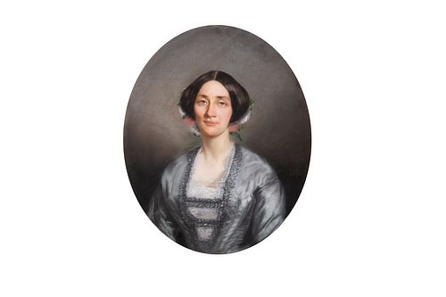 Scuola francese, secolo XIX - Half-length portrait of a gentlewoman