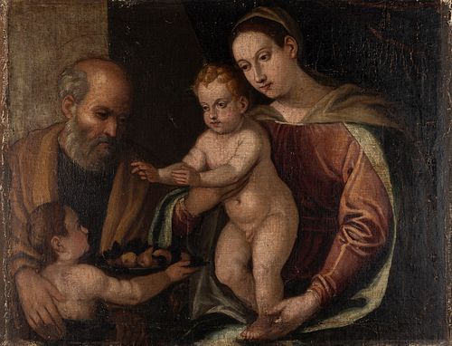 Scuola veneta, secolo XVI - Holy Family with San Giovannino