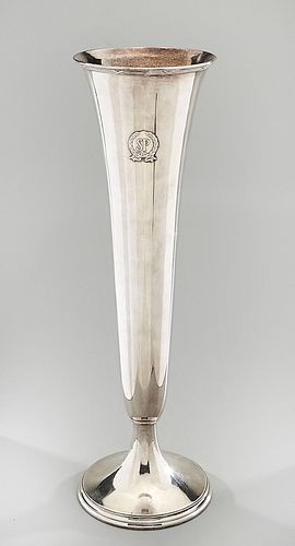 An Historical American Silver Plated Gorham Trumpet Vase