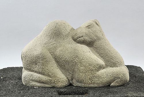 Gray Stone Sculpture by Harvey Fite