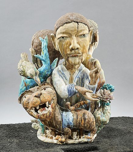 Glazed Porcelain Figural Group by Sunkoo Yuh