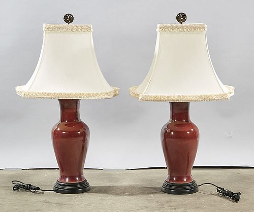 Pair Chinese Oxblood Lamps