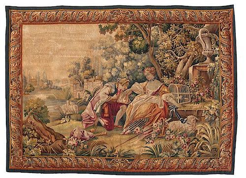 Aubusson Tapestry with Courtship Scene 