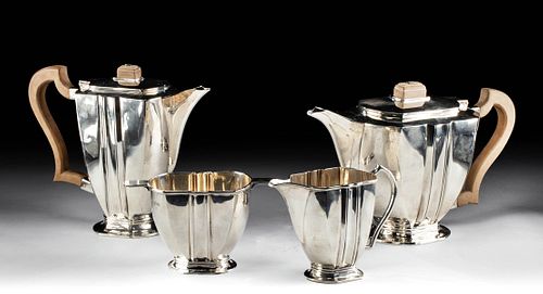 1930s English Art Deco Silver Tea Service  (4 pcs)