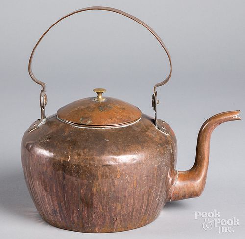 American copper tea kettle, ca. 1800