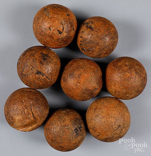 Rare early set wooden petanque or bocce balls