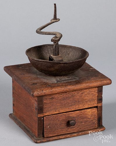 Pennsylvania walnut coffee grinder, 19th c.