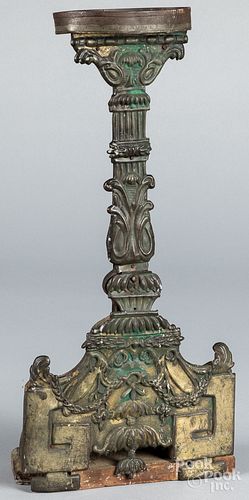 Unusual brass faced betty lamp stand, 19th c.