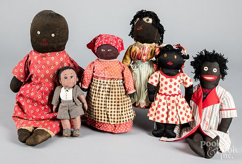 Four Black Americana cloth dolls, 20th c.