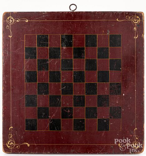 Painted pine gameboard, 19th c.
