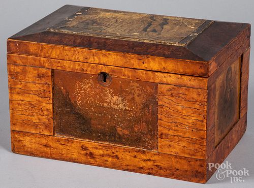 Birds-eye maple dresser box, 19th c.
