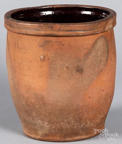 Pennsylvania redware crock, 19th c.