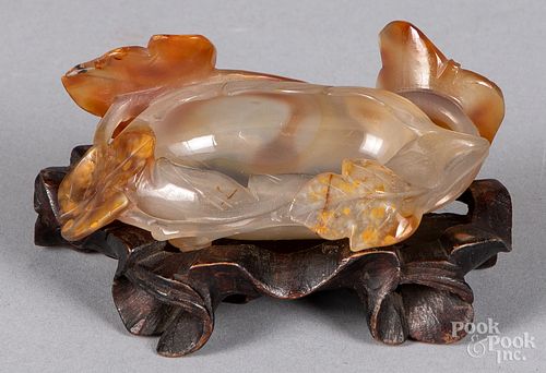 Chinese carved agate water coupe