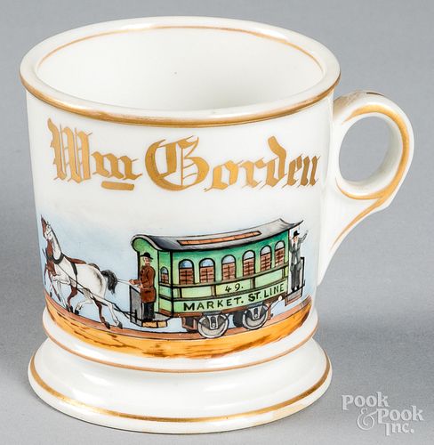 Porcelain trolley driver occupational shaving mug