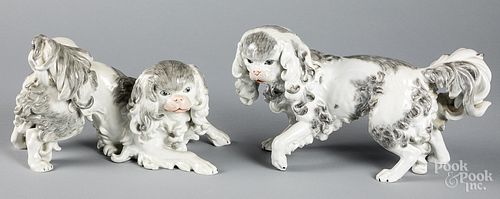 Pair of Dresden porcelain spaniels