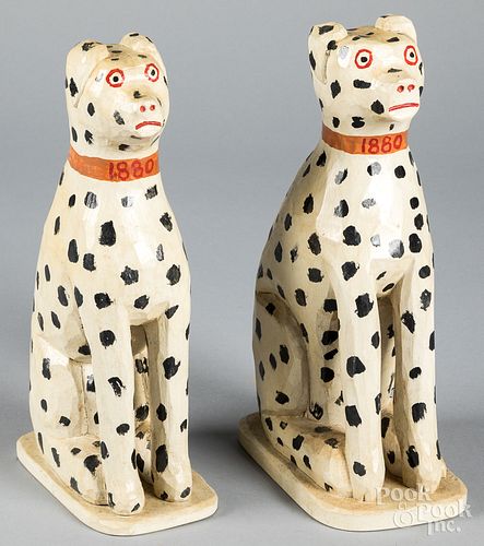 Pair of Jonathan Bastian carved dalmatians
