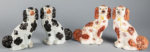 Two pairs of Staffordshire spaniels