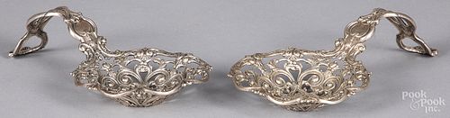 Pair of elaborate Continental silver spoons