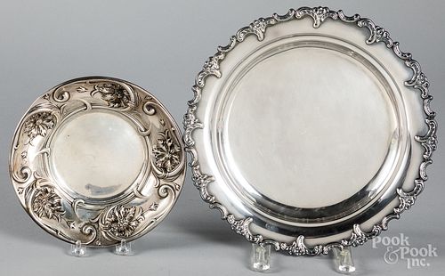 Sterling silver tray and shallow bowl