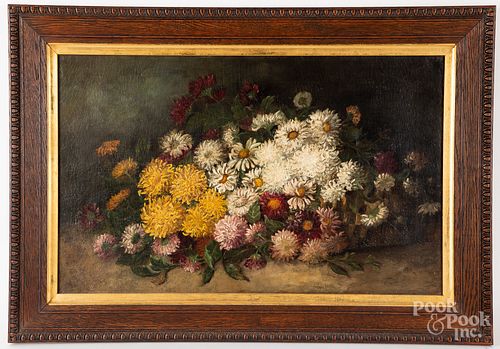 Oil on canvas still life with flowers