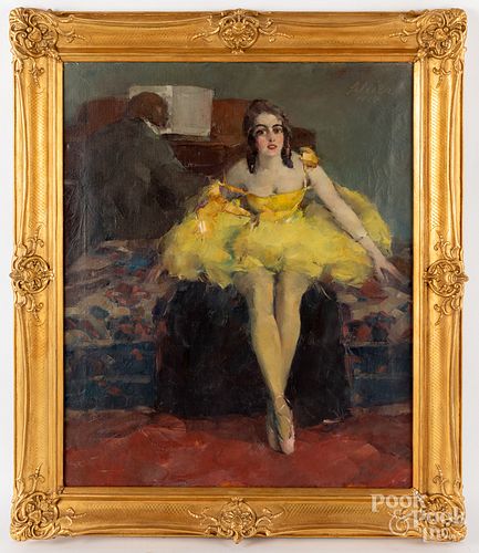 French oil on canvas ballerina