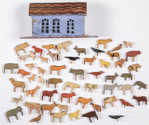 Small German painted Noah's Ark with animals
