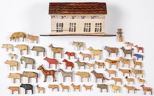 German painted Noah's Ark with animals