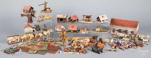 German painted Noah's Ark with animals, etc.