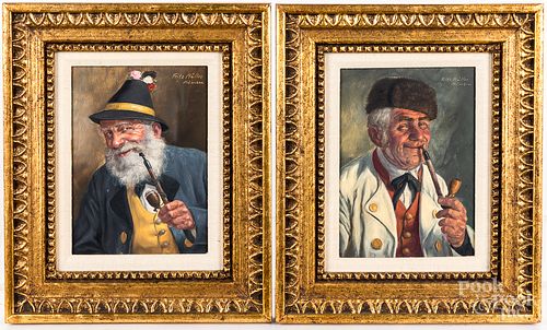 Fritz Muller two oil on board portraits