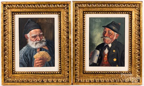 Fritz Muller two oil on board portraits