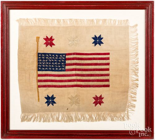 Needlework embroidery with American flag