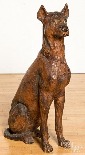 Carved mahogany dog, mid 20th c.