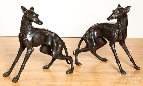 Pair of bronze garden dogs