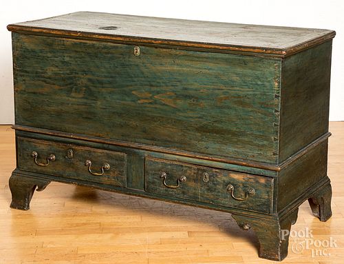 Pennsylvania painted pine blanket chest, ca. 1800