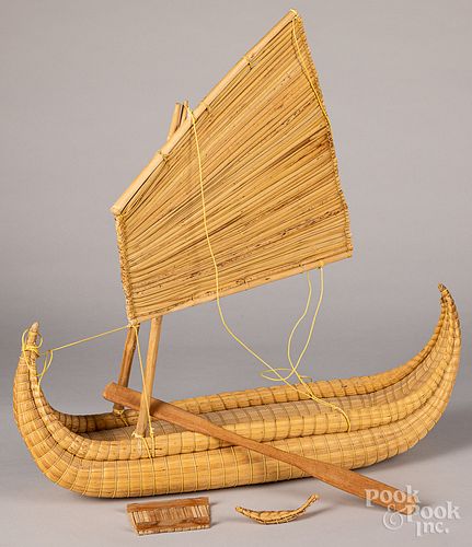 Bolivian replica Lake Titicaca reed boat model