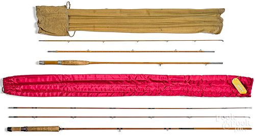 Two three-piece split bamboo fly rods, to include