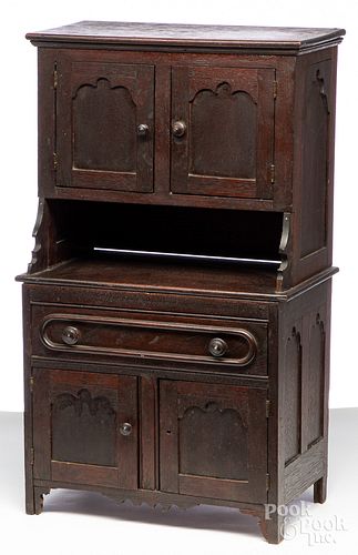Doll's walnut stepback cupboard, late 19th c., 23
