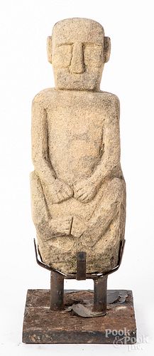 Bali carved stone field guardian, 23" h. Provenan