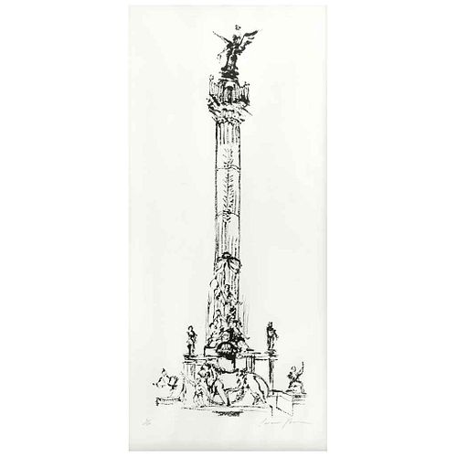 CARMEN PARRA, Columna del Ángel de la Independencia, Signed, Sugar etching 2 / 30, 34.2 x 23.6" (87 x 60 cm), Document