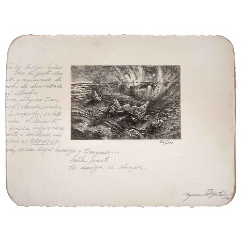 RAYMUNDO MARTÍNEZ, Untitled, Signed and dated 76, Burin engraving 56 / 200, 3.9 x 5.9" (10 x 15 cm)