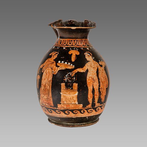 Ancient Greek Apulian Red-figured Trefoil Chous (Jug) c. 350 B.C. 